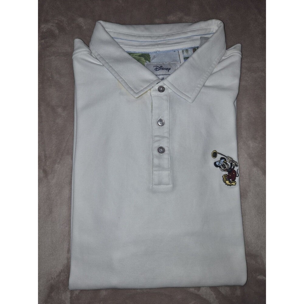 Tommy Bahama Disney Mens Polo Shirt White Size 2XL Postcard to Paradise